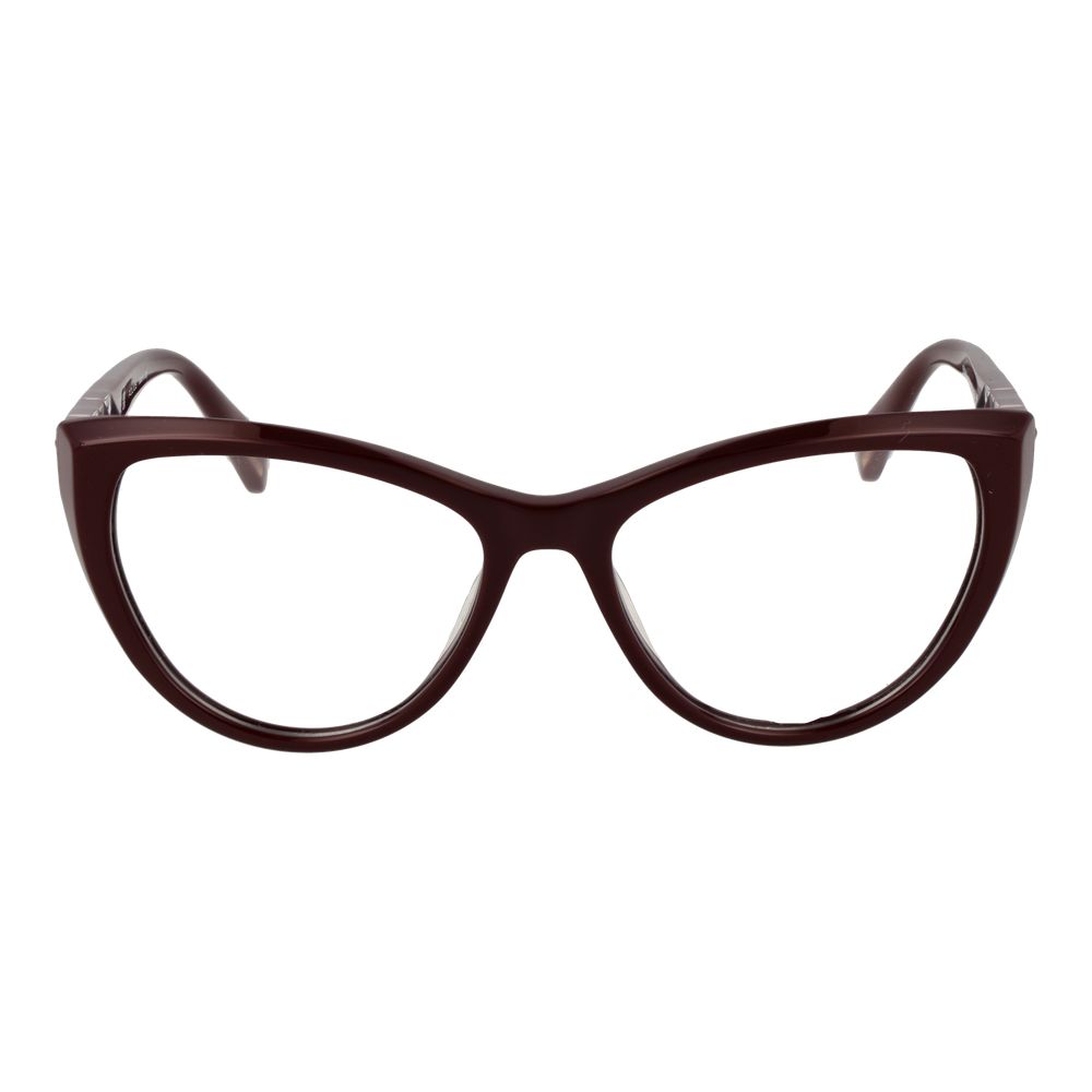 Police Burgundy Plastic Glasses (Frames) for women, full-rim cat eye style, burgundy frame, plastic material, includes branded case.