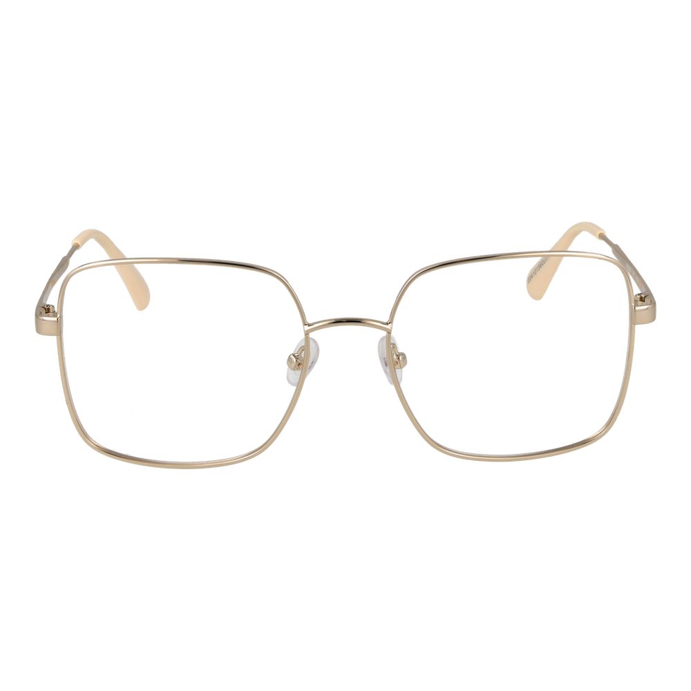 Max & Co Gold Metal Glasses (Frames) for women, square style, full-rim, demo plastic lenses, gold color, size 55-18-140.