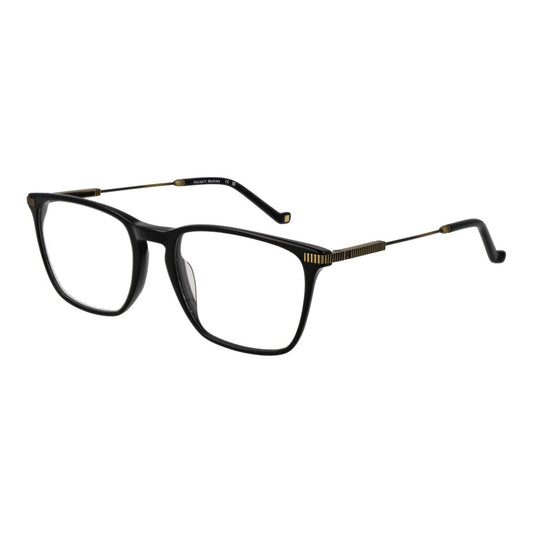 Hackett Black Acetate Glasses (Frames) for men with full-rim rectangle style and demo lenses, frame in black acetate, size 55-19-145.