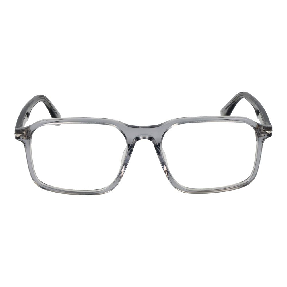 Police Gray Cellulose Acetate Glasses (Frames) for men, full-rim rectangle style, grey frame with demo lenses, size 53-17-145.