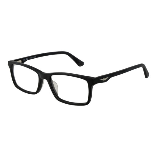 Police Black Cellulose Acetate Glasses (Frames) for men, full-rim rectangle style with demo lenses, black color, 54mm width.
