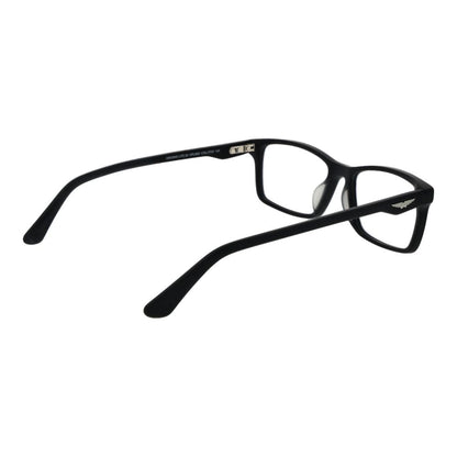 Police Black Cellulose Acetate Glasses (Frames) for men with full-rim black rectangle design, 54-16-145 size, and spring hinge.