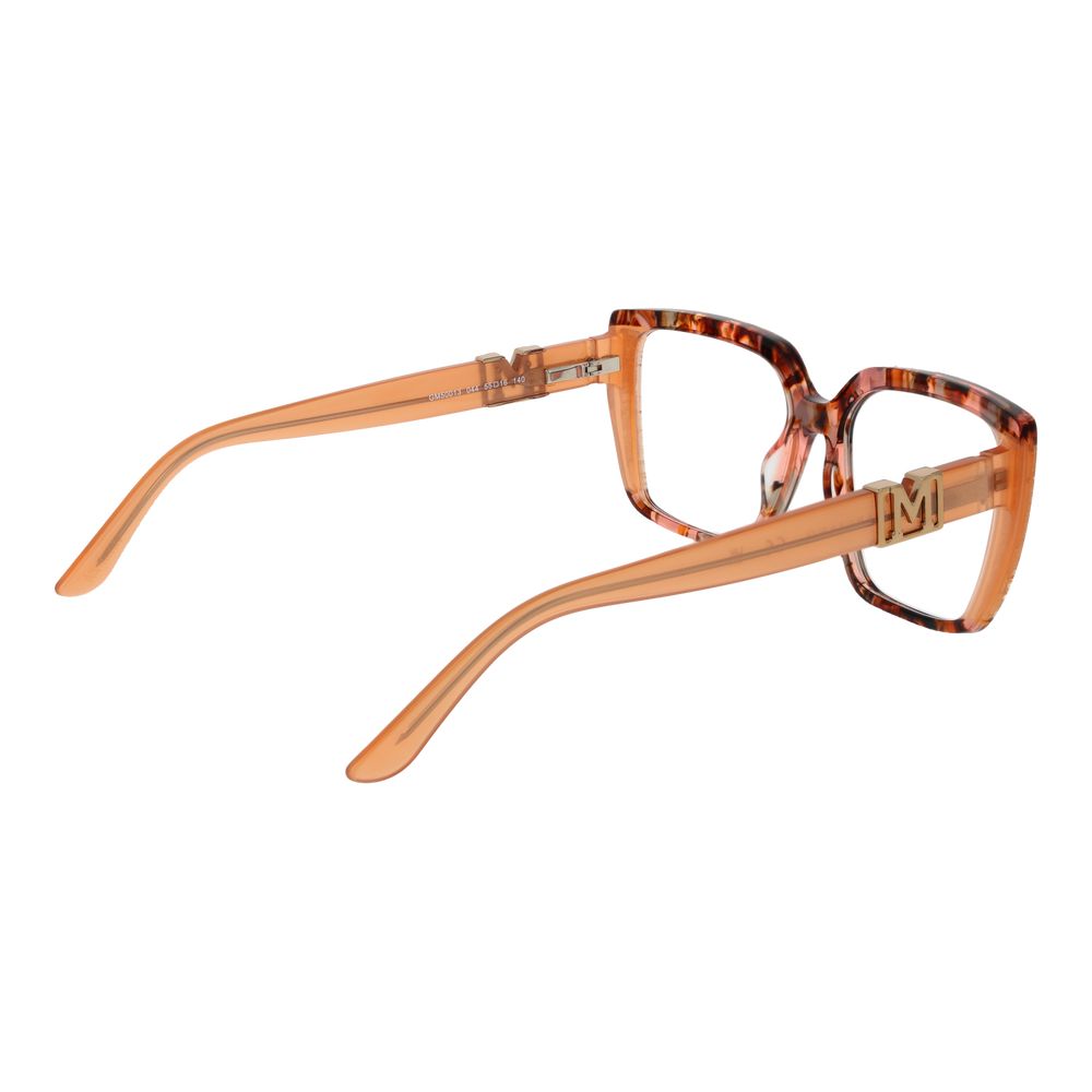 Marciano by Guess Orange Acetate Glasses (Frames) for women, featuring full-rim acetate frame, butterfly style, demo lenses, and a branded case.