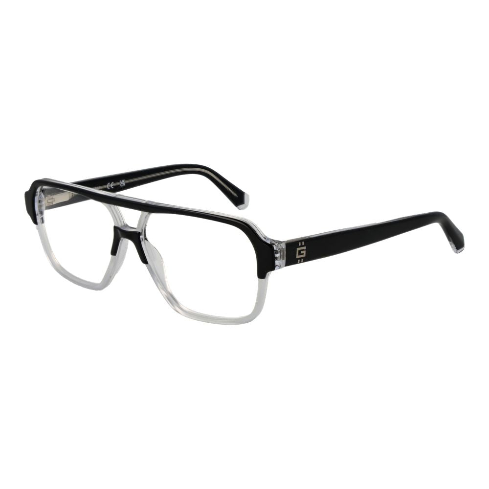 Guess Black Acetate Glasses (Frames) for men in full-rim aviator style with demo lenses and spring hinge, includes branded case.
