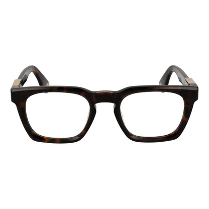 Police Brown Cellulose Acetate Glasses (Frames) for men with full-rim square style and demo lenses in brown frame.