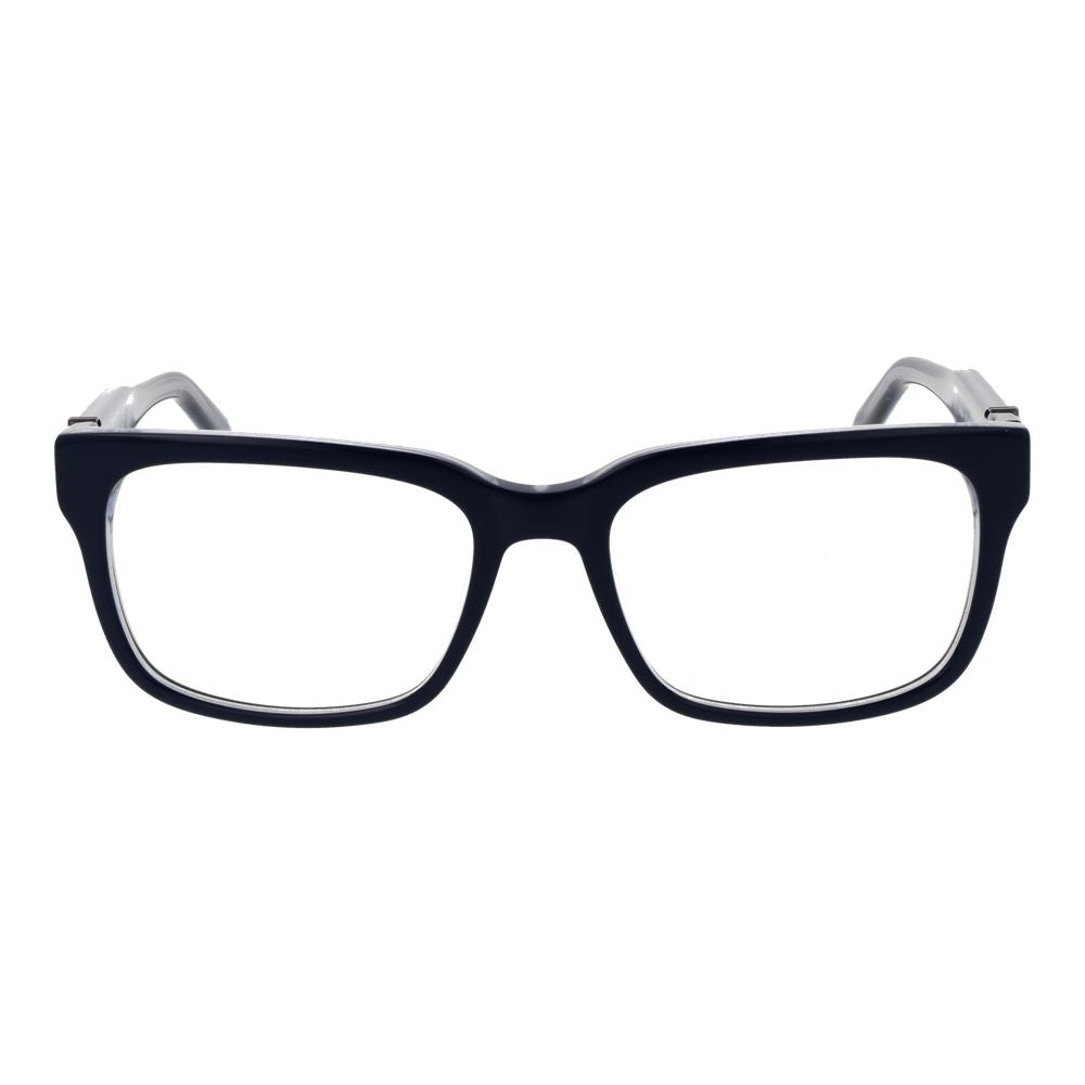 Guess Blue Acetate Glasses (Frames), men's full-rim rectangle blue eyewear with demo plastic lenses, includes branded case.