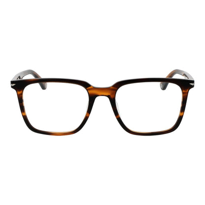 Police Brown Cellulose Acetate Glasses (Frames), full-rim square style for men, with brown cellulose acetate frame and demo lenses.