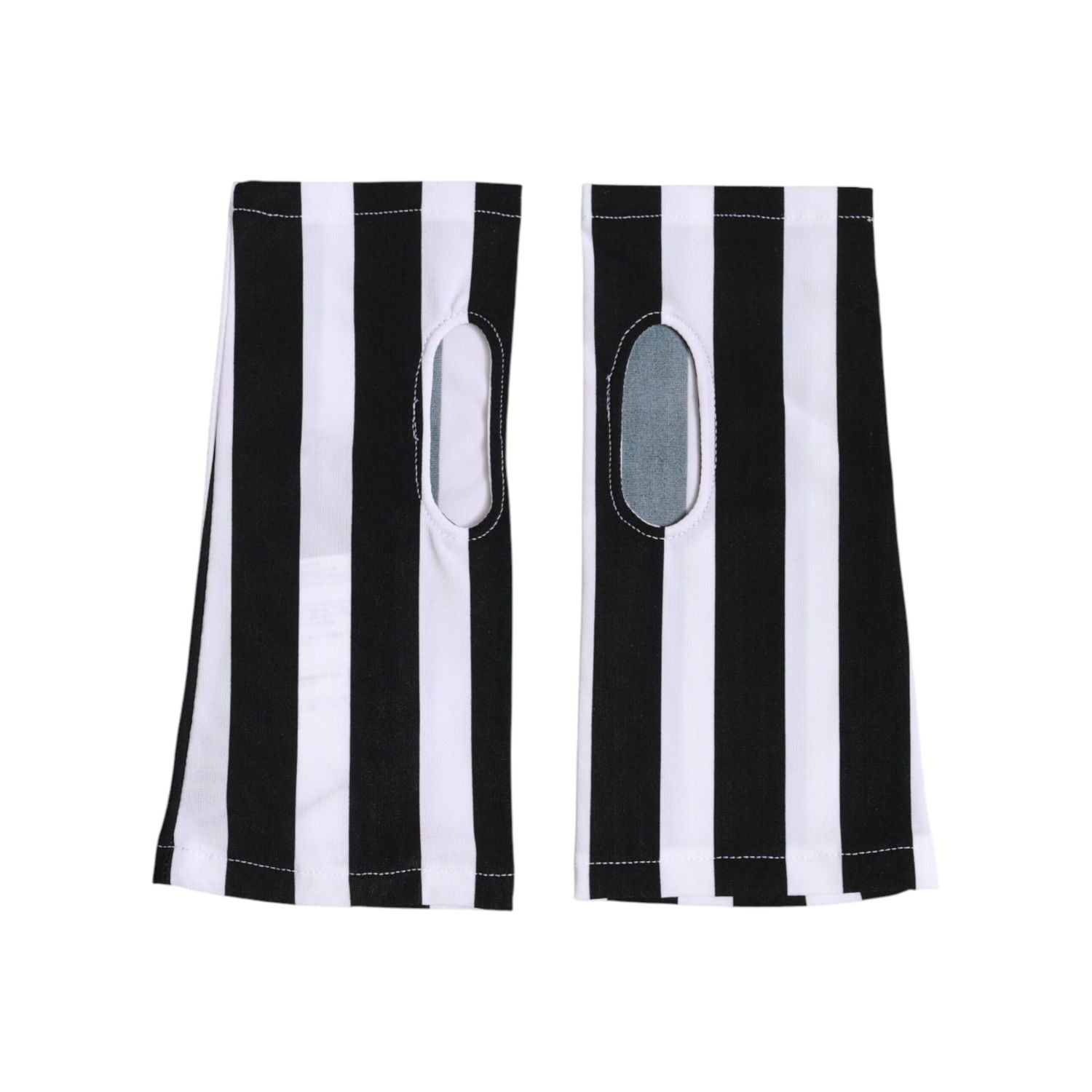 Dolce & Gabbana Black White Nylon Fingerless Wrist Length Gloves