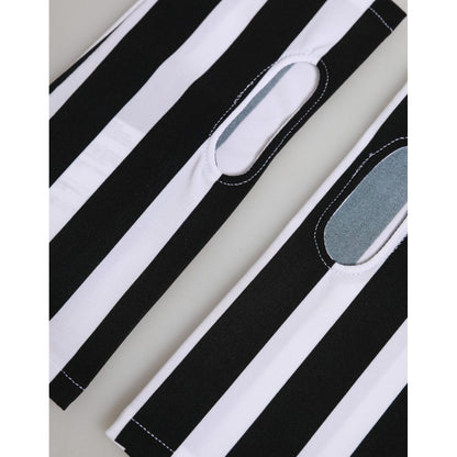 Dolce & Gabbana Black White Nylon Fingerless Wrist Length Gloves