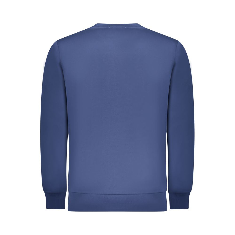 Back view of Rifle Blue Cotton Men Sweater, long sleeves, crew neck, trendy design
