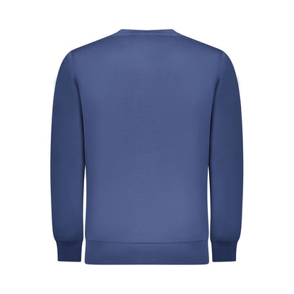 Back view of Rifle Blue Cotton Men Sweater, long sleeves, crew neck, trendy design