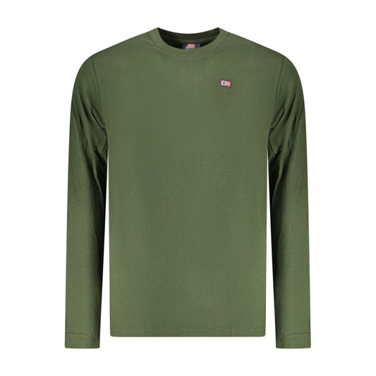 Norway 1963 Green Cotton Men T-Shirt with applique logo and long sleeves, classic crew neck, stylish and comfortable.