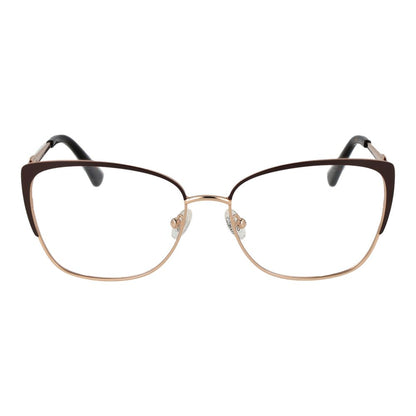 Guess Brown Metal Glasses (Frames) for women, full-rim, butterfly style, with demo lenses, metal material, includes branded case.