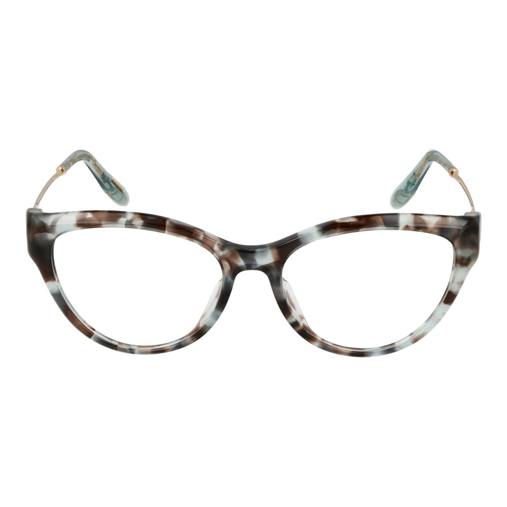Cat-eye glasses with a tortoiseshell pattern and full-rim design made from cellulose acetate.