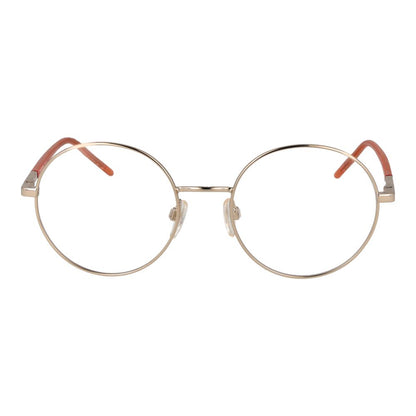 Love Moschino Gold Metal & Plastic Glasses (Frames) with full-rim round frame for women, gold color, plastic lens, 100% UVA&UVB protection.