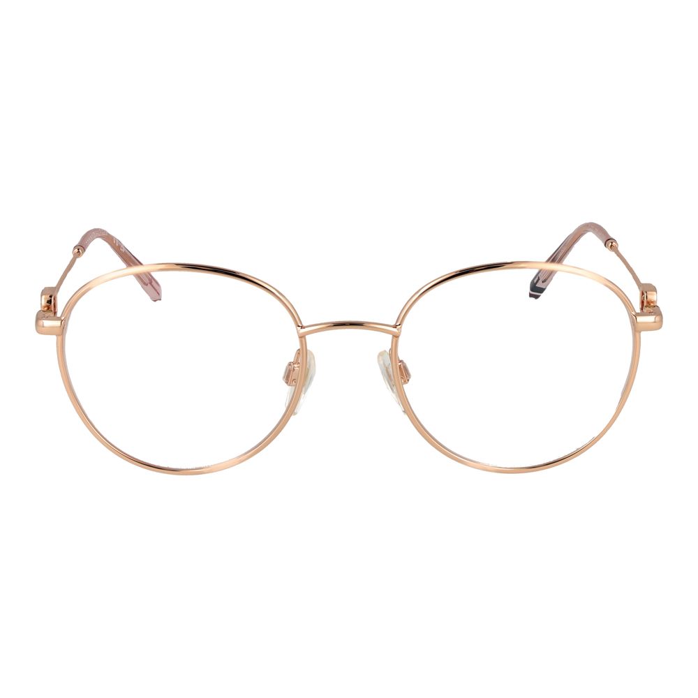 Tommy Hilfiger Gold Stainless Steel Glasses (Frames) for women, full-rim style with gold frame and demo plastic lenses.