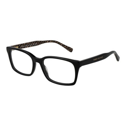 Tommy Hilfiger Black Acetate Glasses (Frames) for women, full-rim rectangle style with demo lenses.