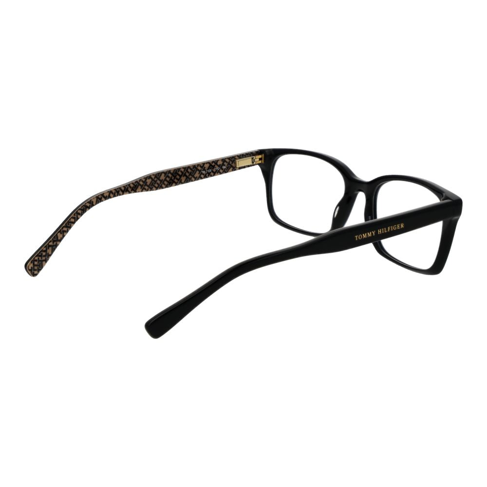 Tommy Hilfiger Black Acetate Glasses (Frames) for women with full-rim rectangle style and branded case.