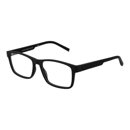 Tommy Hilfiger Black Polyamide Glasses (Frames) for Men - Full-Rim Rectangle Style with Spring Hinge and Demo Lenses.