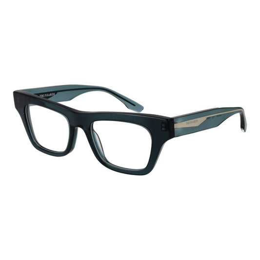Trussardi Blue Acetate Glasses (Frames), rectangle full-rim for women, blue acetate, size 51-19-143 with demo plastic lenses.