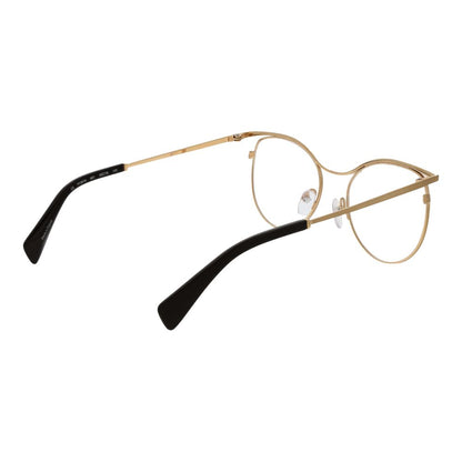 Yohji Yamamoto Gold Metal Glasses (Frames) for women, full-rim round style, gold metal frame with demo lenses and no extra protection.