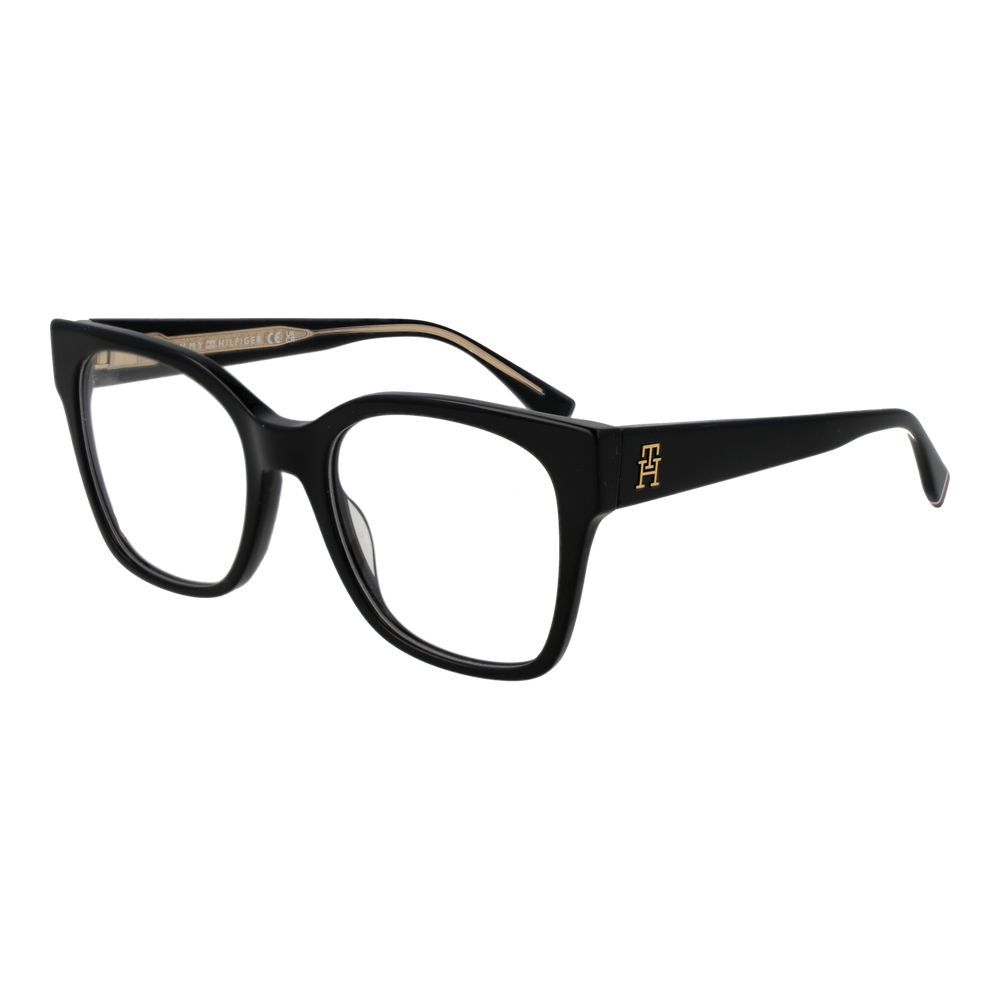 Tommy Hilfiger Black Acetate Glasses (Frames) for women with full-rim acetate frame and demo lenses.