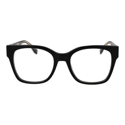 Tommy Hilfiger Black Acetate Glasses (Frames) for women, full-rim rectangle style, black frame, demo plastic lenses with spring hinge.