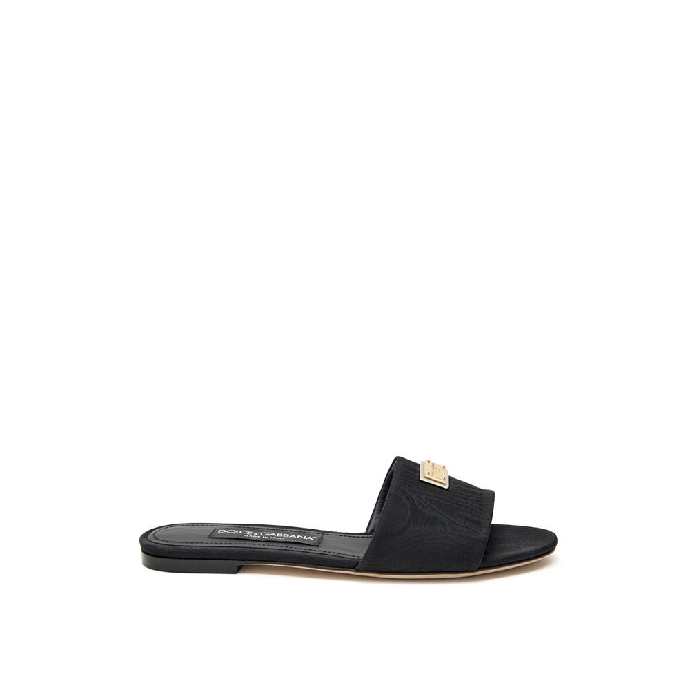 Dolce & Gabbana Black Polyester Slippers