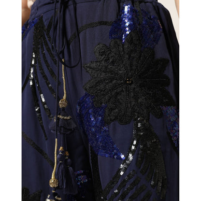 Christian Pellizzari Blue Sequined Tapered Trouser Pants