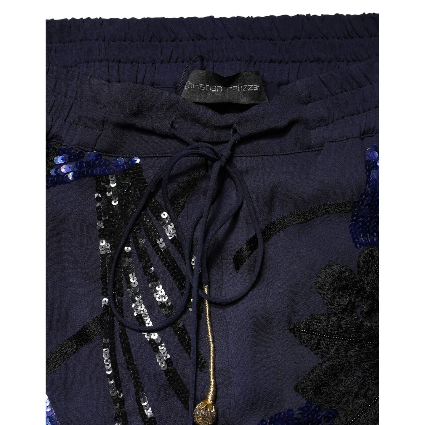 Christian Pellizzari Blue Sequined Tapered Trouser Pants
