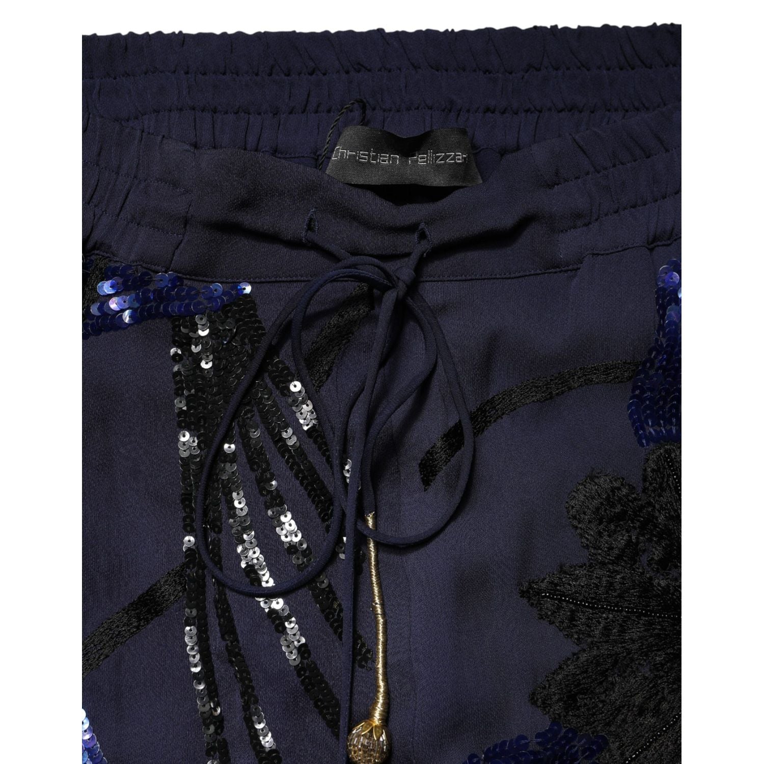 Christian Pellizzari Blue Sequined Tapered Trouser Pants