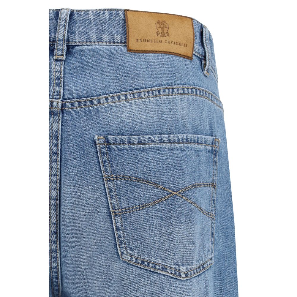 Brunello Cucinelli Blue Cotton Straight-Leg Jeans