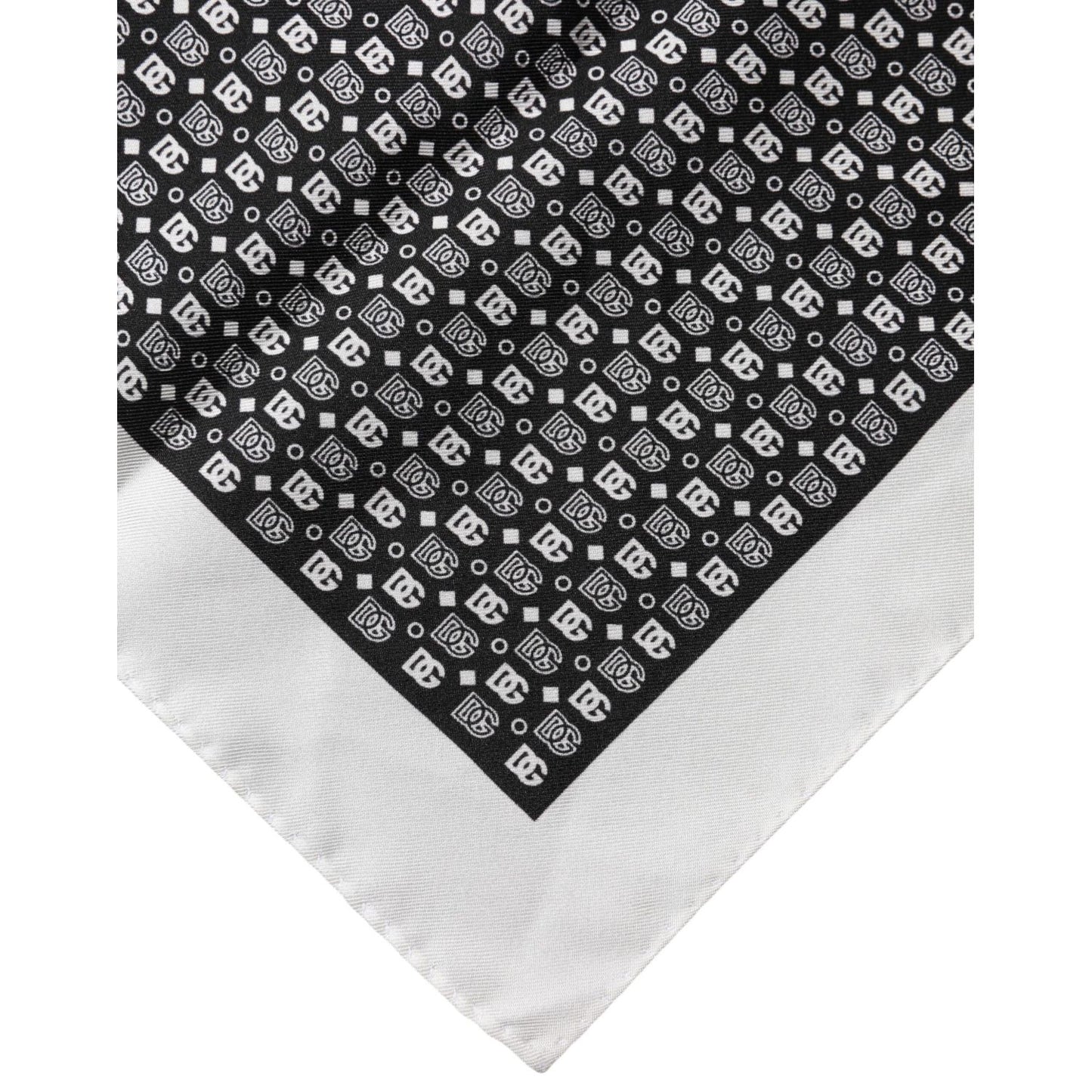 Dolce & Gabbana White Black Patterned Square Foulard Scarf