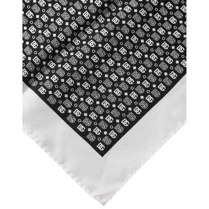 Dolce & Gabbana White Black Patterned Square Foulard Scarf