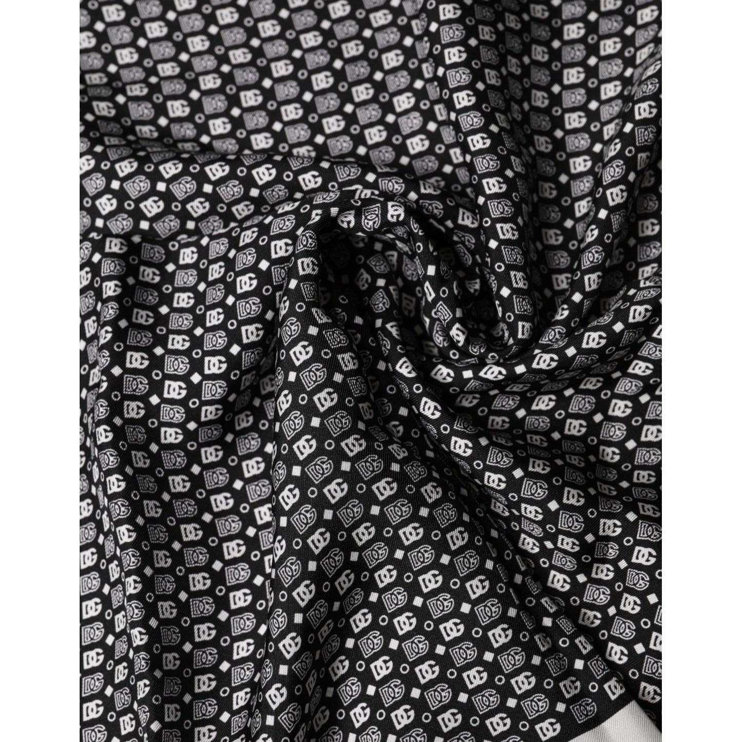 Dolce & Gabbana White Black Patterned Square Foulard Scarf