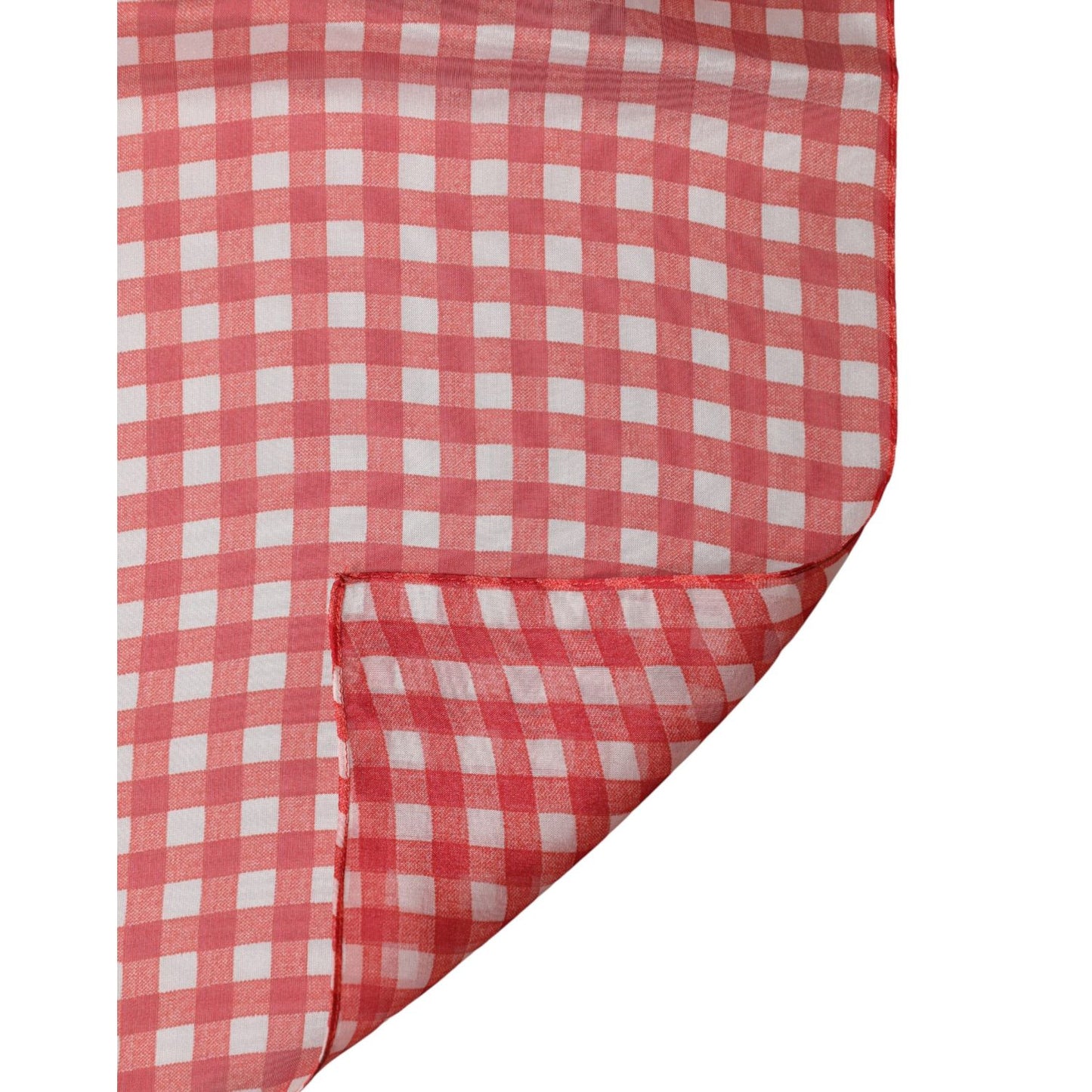 Dolce & Gabbana Red Checkered Silk Neck Wrap Shawl Scarf