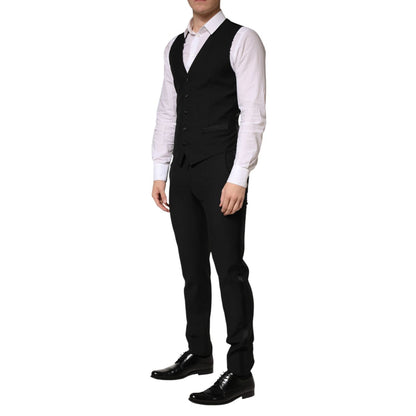 Dolce & Gabbana Dark Gray Wool Single Breasted 3 Piece Men Suit