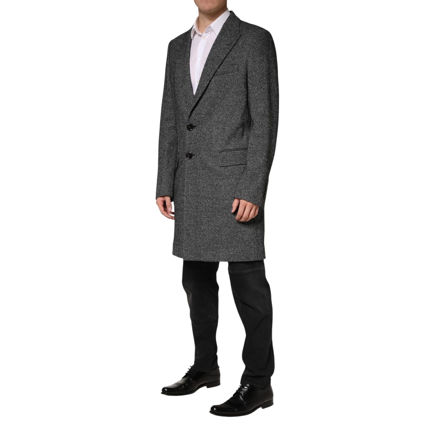 Dolce & Gabbana Gray Wool Blend Long Trench Coat Men Jacket