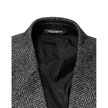 Dolce & Gabbana Gray Wool Blend Long Trench Coat Men Jacket