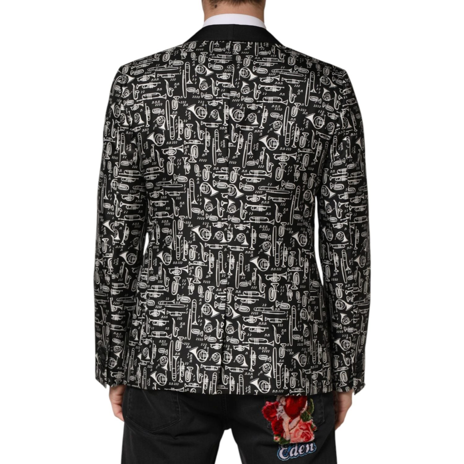 Dolce & Gabbana Black Jazz Club Silk Single Breasted Blazer