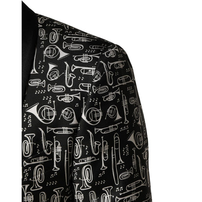 Dolce & Gabbana Black Jazz Club Silk Single Breasted Blazer