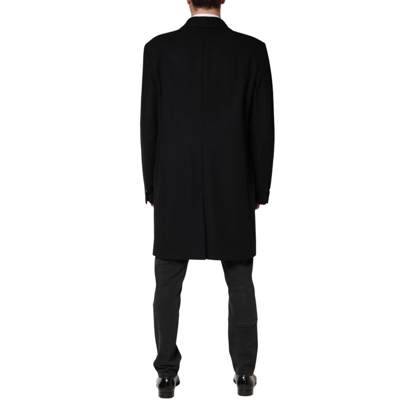 Dolce & Gabbana Black Wool Single Breasted Long Coat Jacket