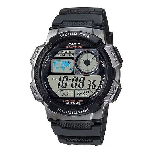CASIO SPORT Mod. DIVER - WORLD TIME ILLUMINATOR 5 ALARMS. 10 YEARS BATTERY - GREY AE-1000W-1BVDF