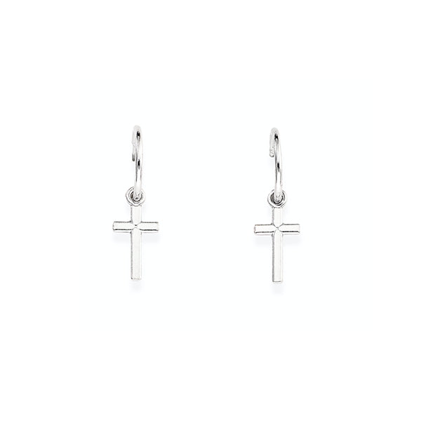 AMEN JEWELRY Mod. ORCRB3 cross earrings, silver tone, minimalist design