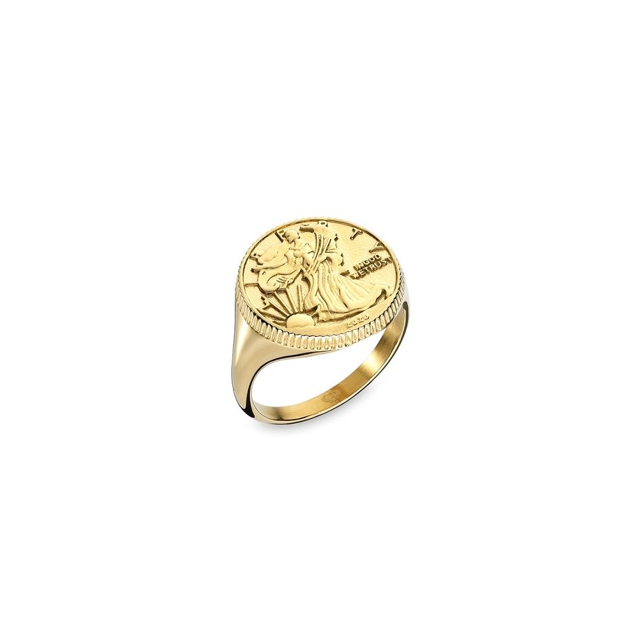 AN JEWELS JEWELRY Mod. AAC.R02Y-5 gold ring with engraved design