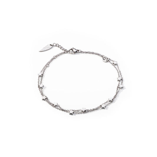AN JEWELS JEWELRY Mod. AL.BANKLE05 elegant silver anklet with intricate design featured on a white background