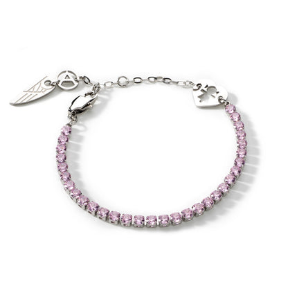 Elegant pink gemstone bracelet from AN JEWELS JEWELRY Mod. AL.BLIYMPK, featuring a heart charm and silver detailing.