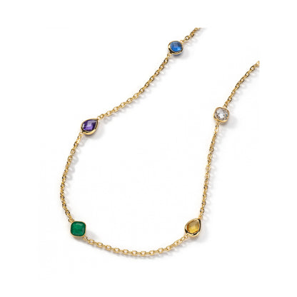 Elegant necklace with colorful gemstones by AN JEWELS JEWELRY Mod. AL.N2WI23SMC on a white background.