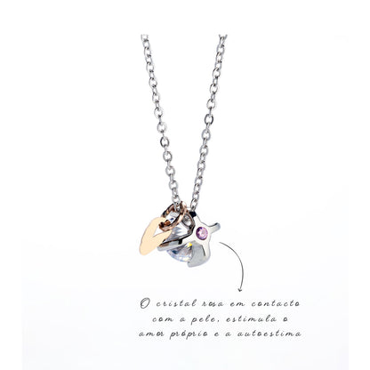 AN JEWELS JEWELRY Mod. AL.NLFY01 necklace with delicate charms and a crystal accent for elegance and self-love.