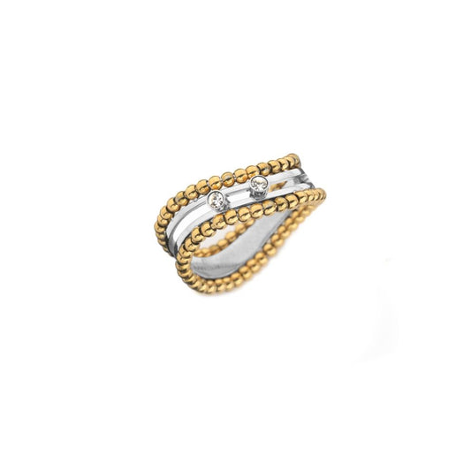 AN JEWELS JEWELRY Mod. AL.RSOKSYC-9 elegant gold and silver ring with bead details